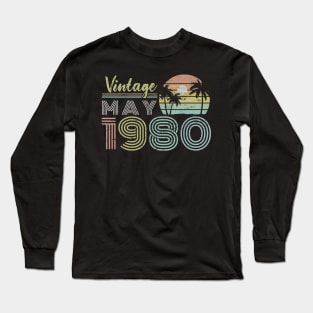 40th Birthday Gift Vintage May 1980 Forty Years Old Long Sleeve T-Shirt